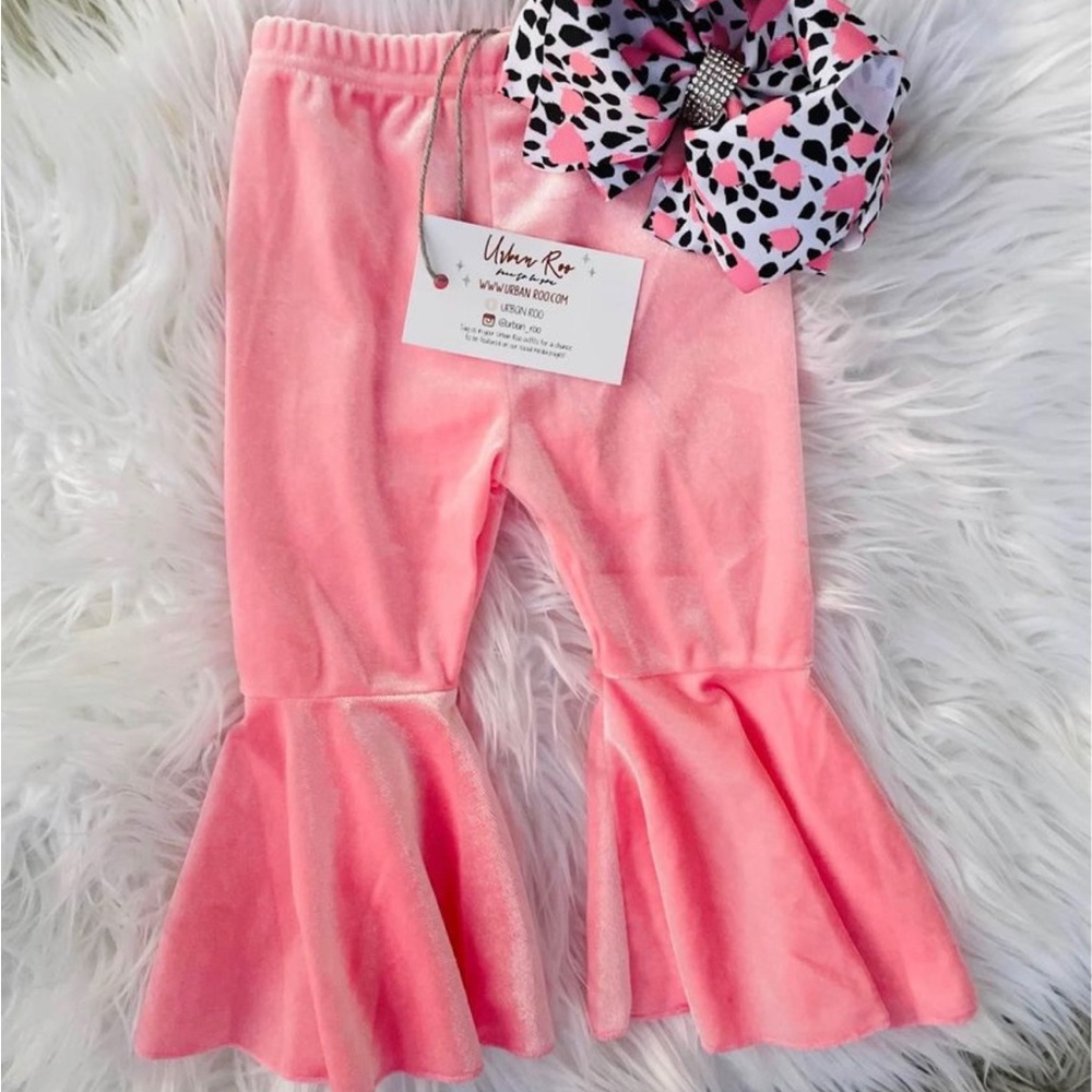 🛑SOLD🛑Toddler Pink Velvet Bells Pants